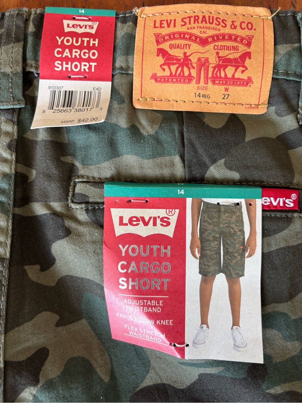 Levi's Youth Camo Cargo Shorts - Green, Brown